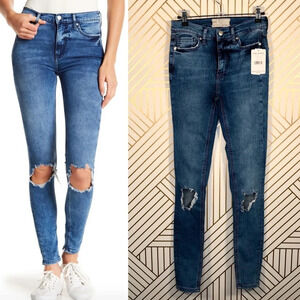 Free‎ People Busted Knee Skinny Jeans in Turquoise